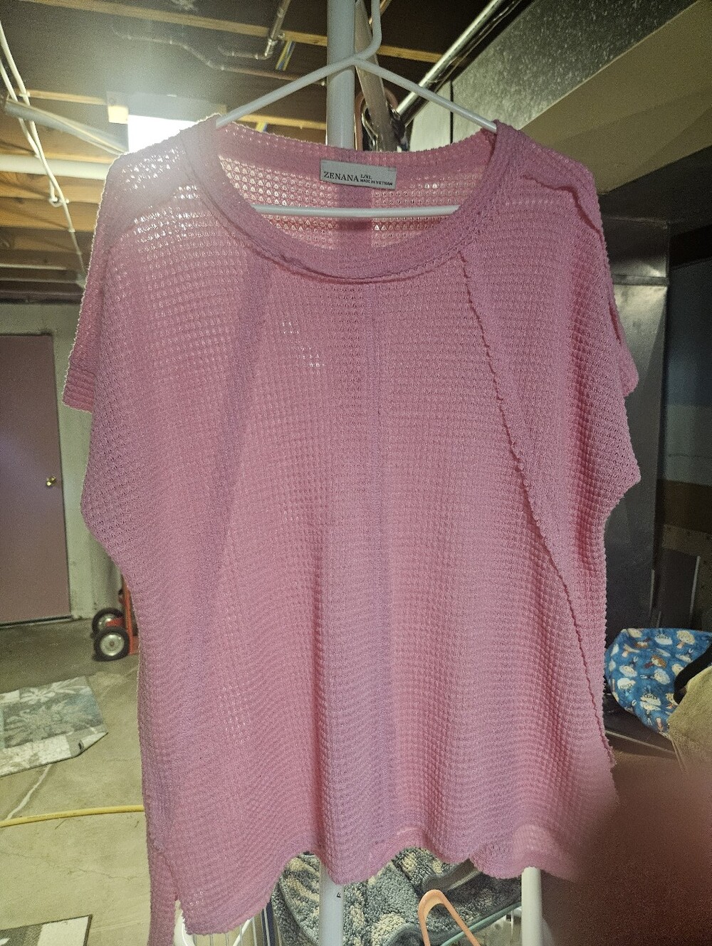Zenana Outfitters Pink Lightweight Waffle-Knit Women’s Top
